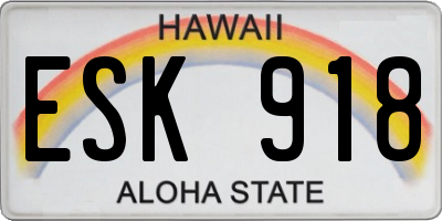 HI license plate ESK918