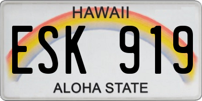 HI license plate ESK919