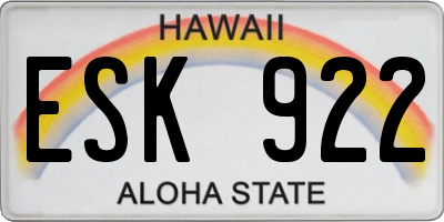 HI license plate ESK922