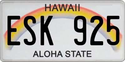 HI license plate ESK925