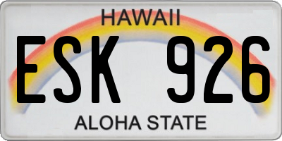 HI license plate ESK926