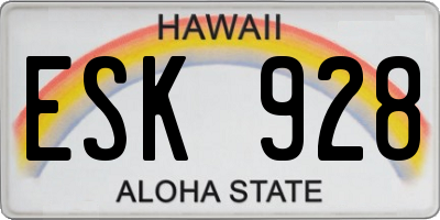 HI license plate ESK928