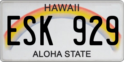 HI license plate ESK929