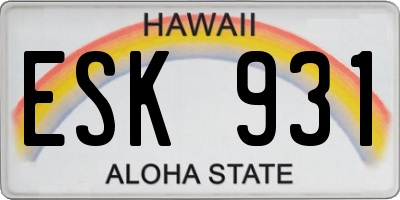 HI license plate ESK931