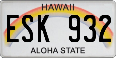 HI license plate ESK932