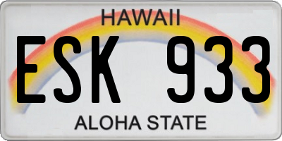HI license plate ESK933