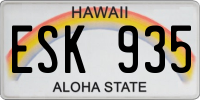 HI license plate ESK935