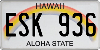 HI license plate ESK936