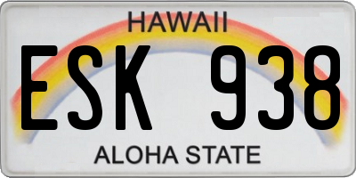 HI license plate ESK938
