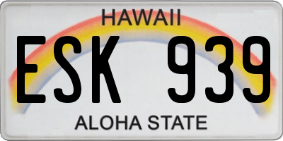 HI license plate ESK939