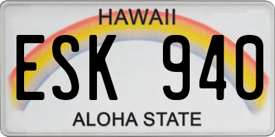 HI license plate ESK940