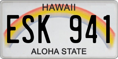 HI license plate ESK941