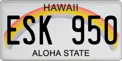 HI license plate ESK950