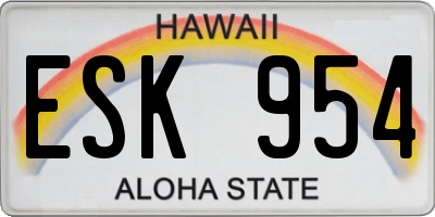 HI license plate ESK954