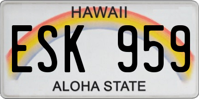 HI license plate ESK959
