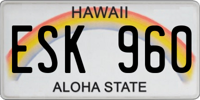 HI license plate ESK960