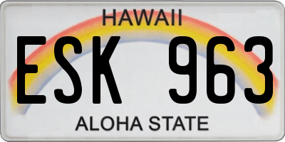 HI license plate ESK963