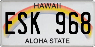 HI license plate ESK968