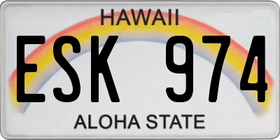 HI license plate ESK974