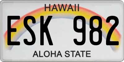HI license plate ESK982