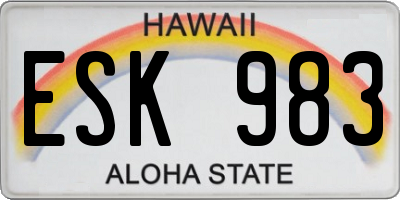 HI license plate ESK983