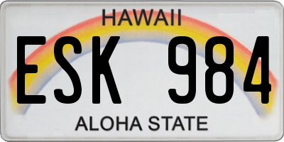 HI license plate ESK984