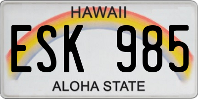 HI license plate ESK985