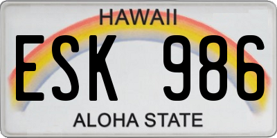 HI license plate ESK986