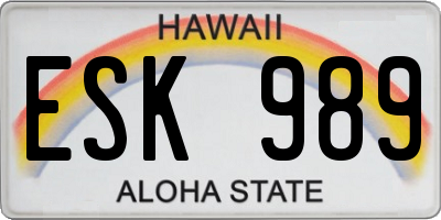 HI license plate ESK989