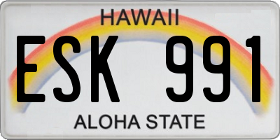 HI license plate ESK991