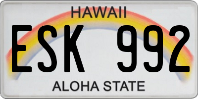 HI license plate ESK992