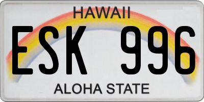 HI license plate ESK996