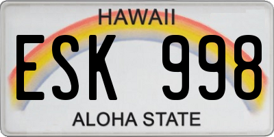 HI license plate ESK998
