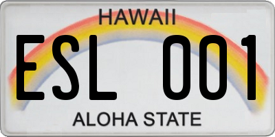 HI license plate ESL001