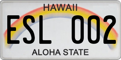 HI license plate ESL002