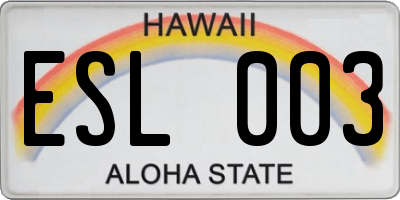 HI license plate ESL003