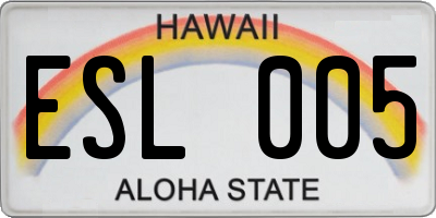 HI license plate ESL005