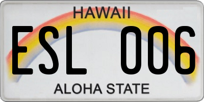 HI license plate ESL006