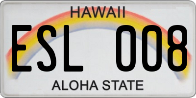 HI license plate ESL008