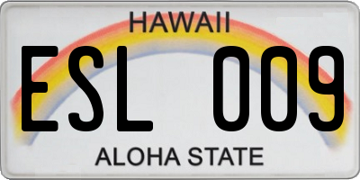 HI license plate ESL009