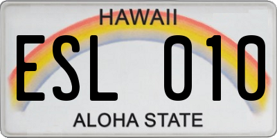 HI license plate ESL010