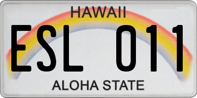 HI license plate ESL011