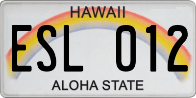 HI license plate ESL012