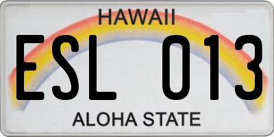 HI license plate ESL013