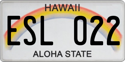 HI license plate ESL022