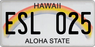 HI license plate ESL025