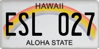 HI license plate ESL027