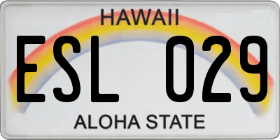 HI license plate ESL029