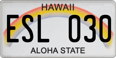 HI license plate ESL030