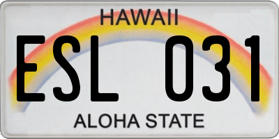 HI license plate ESL031
